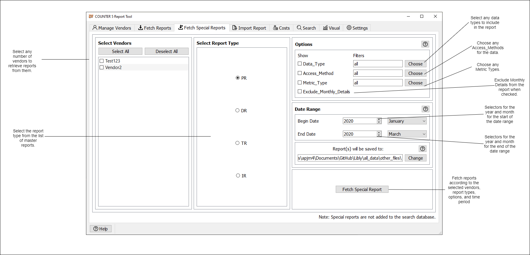 Fetch Special Reports Help Image